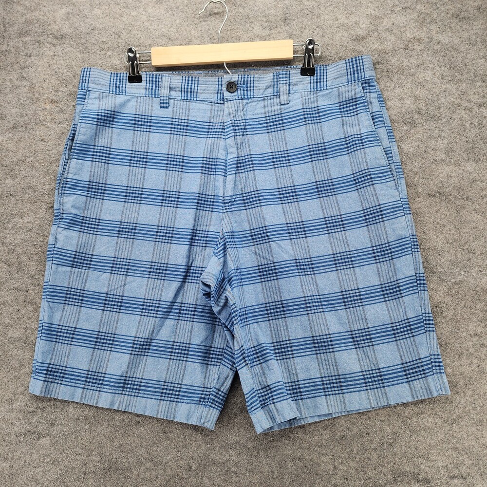 Banana Republic Shorts Mens 35 Blue Plaid Chino